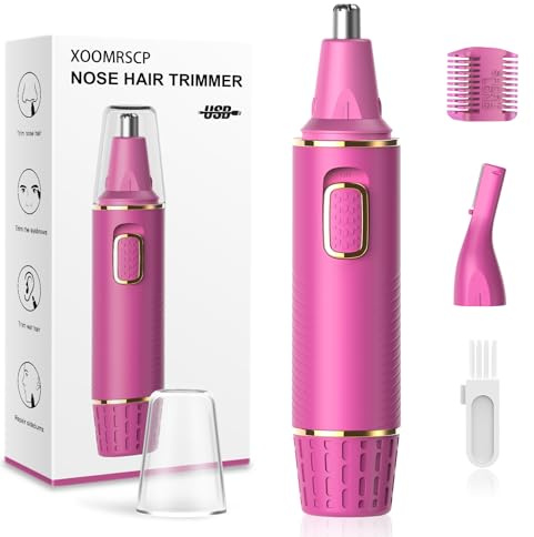 Nasenhaartrimmer für Frauen, 2024 Schmerzloser USB Wiederaufladbarer Nasenhaarschneider, Ohr- und Nasenhaarschneider für Frauen, Professioneller Gesichtshaartrimmer mit IPX7 wasserdichten Dual Edge