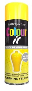 SDMAX Sunshine Yellow Spray Paint, Gloss Finish, Long-Lasting, Non-Cracking, Quick-Drying, Easy To Use, Lightweight And Portable, Interior & Exterior Use, 250ml (1PCS)
