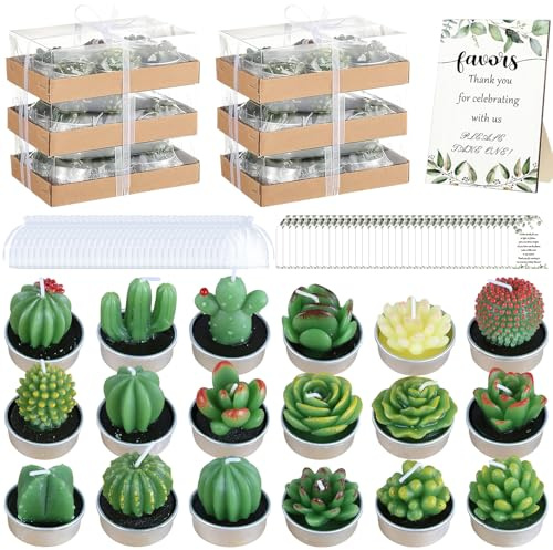 36 candele a forma di cactus LYCN, set di mini candele decorative a forma di piante grasse, candele profumate a mano per doccia di bebè, matrimonio, compleanno, feste verdi, bomboniere, regali di