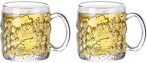 SFQEVHRZ Bierbecher， Bierbecher, Bierkrüge, schwere große Biergläser mit Henkel – 14-Unzen-Glaskrüge, klassische Bierkrüge, Bierkrüge