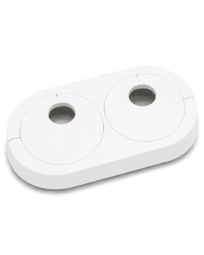 BADfabrik24 Doppelrosette PP 15 mm – altweiß – zweiteilig, variabler Abstand 35–55 mm – Klemmrosette für Rohrverkleidung – Heizungs- & Sanitär-Abdeckung – 1 Stück