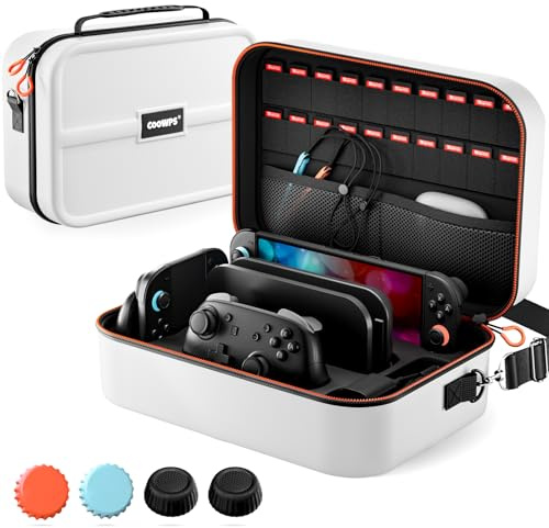 COOWPS for Nintendo Switch 2 Carrying Case 2025, with 4Pcs Thumb Grips, 20 Game Card Slots, Portable Full Protection All In One Travel Storage Case for Switch 2 Console Pro Controller Accessories