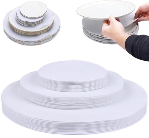 PAIKIUU 3 Sizes Plate Pan Protectors for Stacking Heat Resistant Dish Separators Felt Plate Dividers Pads Plate Stacking Protector for Stacking Porcelain Cookware Protecting White
