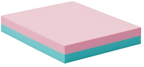 Balance Pad- High-Density Foam Cushion Mat for Yoga, Exercise & Fitness, Non-Slip Stability Trainer for Core Workouts, Thick Foam Balance Board (16x13x2.4 Inches, Pink & Light Blue)