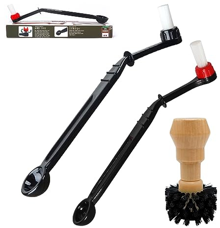Coffee Machine Cleaning Brush Set, Machine Cleaning Brush Tool with Spoon Coffee Grinder Cleaning Brushes Wood Handle and Soft Bristles Barista Brush For Group Head, 3 Pieces