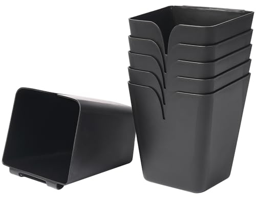 AYVANBER 6 Pack Hanging Cup Holders for Rolling Carts, Trolley Basket Storage,Rolling Cart Accessories, Make Up Pencil Holder, Plant Container (Black)
