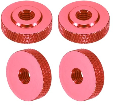 sourcing map 4 Pcs Knurled Thumb Nuts, M6 x 20 mm x 6 mm Female Shoulder Aluminum Flat Through Hole Lock Adjusting Nuts Handle Knob Fasteners for 3D Printer Parts, Machine, DIY, Wine Red