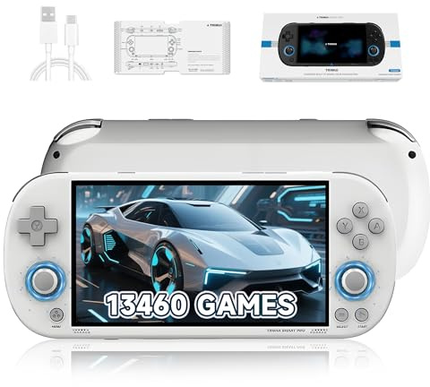 HKOORLAMULS Trimui Smart Pro Retro consola de juegos portátil 128G,Retro Gaming 4.96-In 1280x720 IPS HD Display 5000 mAh Linux System,Preload 13460 Classic Games with 26 Emulators(Gray)