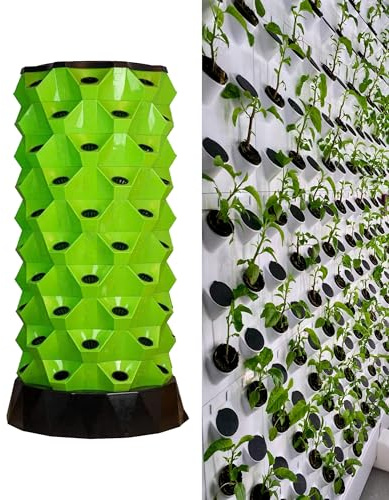 Aeroponic Garden Tower – Sistema di coltivazione idroponica per uso interno ed esterno – 48 fori per ortaggi, erbe, fragole – efficiente giardinaggio senza suolo
