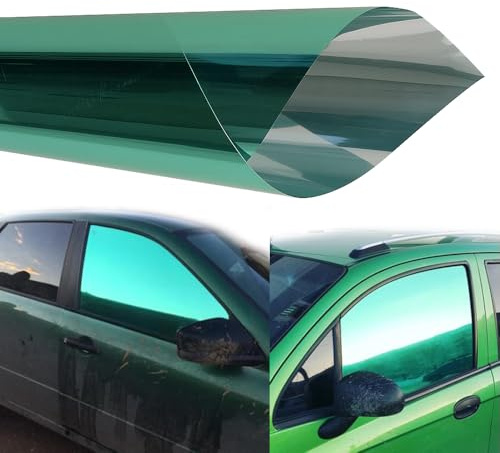 Alvorox - Gespiegelt Scheiben Tönung Folie Auto, Metallic Grün 22% VLT, Auto Scheibenfolie Reflektierende Folie für Autos Home Glasfenster (Grün, 50x300cm)