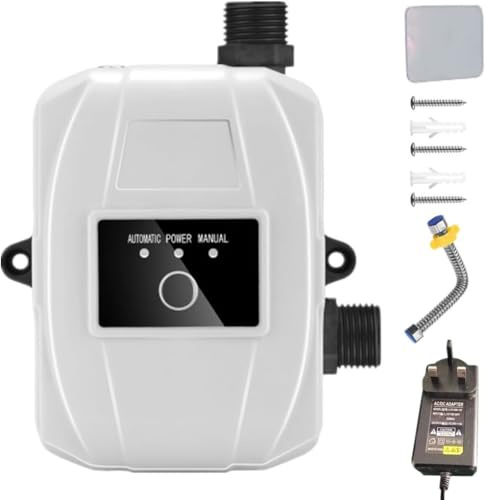 Water Pressure Booster Pump 150W, 24V Low Noise Household Pressure Booster Pump Automatic Mini Water Pump for Home Water Heater Bathroom Shower- UK Plug