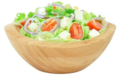 Relaxdays Ensaladera, bambú, Ovalada, H x W x D: 8 x 20 x 18 cm, Fuente para ensaladas, Snacks, frutero, Natural