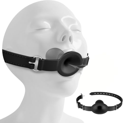 1 Uds mordazas de boca de silicona negra BDSM mordaza de bola transpirable cinturón ajustable boca juegos para adultos juguetes sexuales eróticos para juego de roles de pareja