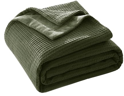 CHUFFED Baumwolldecke Kuscheldecke 150x200 cm, Beidseitig Baumwolle Waffledecke & Milchsamt, Weiche Flauschige Warme Anti-Static Tagesdecke Sofadecke Couchdecke Wohndecke Für Sofa