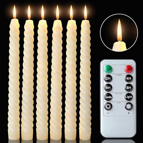 HOUSN Juego De 6 Velas Led Efecto Llama,Con Temporizador Y Mando A Distancia,Luz Amarilla CáLida Parpadeante,Seguras Y Decorativas Para Mesa,Iglesia,CumpleañOs,Bodas