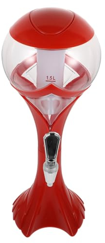 COHEALI Dispensador de Bebidas de Bar Luz LED y Carámbano Congelable, Capacidad 1.5l, Plástico Rojo para Fiestas, Hogar y Campamento, Dispensador de Cerveza y Cócteles Portátil