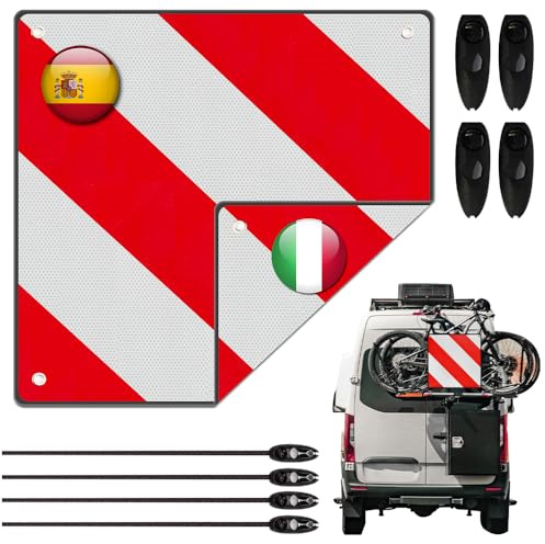 Gobesty 50x50cm Segnale di avvertimento portabiciclette, 2 in 1 pannello alluminio, per rimorchio posteriore, auto, campeggio