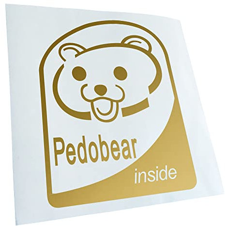 Kiwistar - Autoaufkleber - gold - 60 x 51 cm - Pedobear Inside - Heckscheibenaufkleber Auto Aufkleber wetterfest für Kfz LKW Mofa Truck - Sticker außen selbstklebend Tuning Zubehör für Fenster