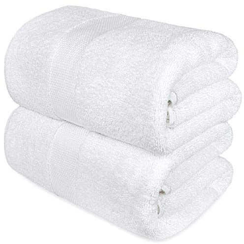 Luxury White Bath Towels Large - Circlet Egyptian Cotton | Highly Absorbent Hotel spa Collection Bathroom Towel | 30x56 Inch | Set of 2