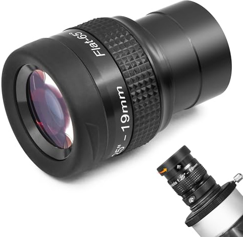 Astromania Telescope Eyepiece Flat Field Eyepiece 19mm Fully Mutil Coated 1.25 inch Metal 65 Degree Ultra Wide Angle Telescope Accessory for Astronomy Telescope, Flat Image Field & Crystal Clear Image