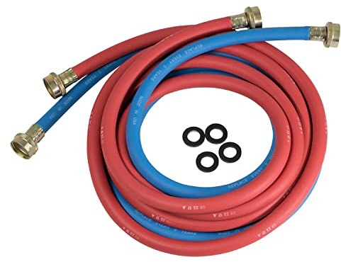 Highcraft CNCT2566L Line, for Hot and Cold Water Supply, Washing Machine Hose Connector EPDM Rubber Tube Cover 6 Ft (Pack of 2 1, Red/Blue