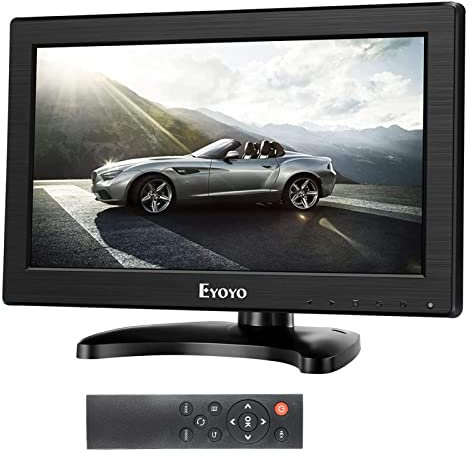 Eyoyo 12 Inch TFT LCD Monitor with AV HDMI BNC VGA Input 1366x768 Portable Mini HD Color Screen Display with Built-in Speaker