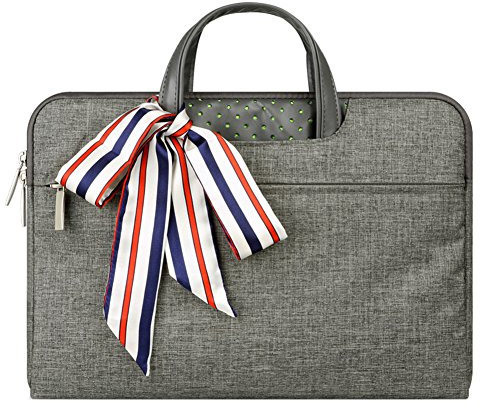 Laptop Sleeve Case Briefcase Spill Resistant Shockproof with Scarves for 12.1 13 Laptops/Notebooks/Ultrabooks/Netbooks Dark Grey 2