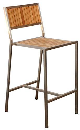 ASS ALEOS. Edelstahl Teak Barhocker Barsessel Bistrosessel Bistrohoker Massive Ausführung A-Grade Teakholz Gartenmöbel Modell: MEXIKO