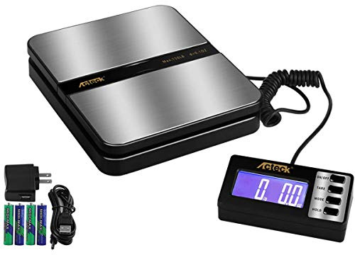 Acteck 150LB x 0.1 OZ Extended Display Digital Shipping Postal Scale with AC Adapter, Black
