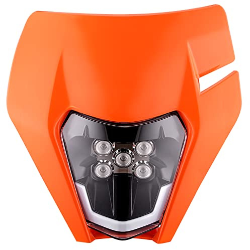 PowerMotor Motorrad LED Scheinwerfer Set Offroad Frontlicht Ersatz für EXC250 SX250 SXF250 EXC450 SX350 SXF450 EXC525 640LC4 Dirt Bike Enduro Supermoto Orange