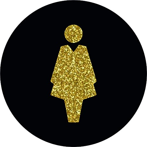 Sosenco WC für Damen Schild aus Plexiglasscheibe – Toiletten Türschild Plexiglas – WC Türdeko – Damentoiletteschild – WC Wegweiser (Gold)