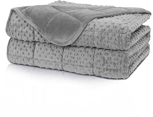 Huloo Sleep Gewichtete Decke, Queensize, 9 kg, für Erwachsene (152,4 x 203,3 cm, grau), atmungsaktiv, weich, Minky, gewichtete Überwurfdecke für alle Jahreszeiten, schwere Decke mit hochwertigen