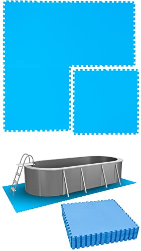 EYEPOWER Poolunterlage 16er Set 81x81cm - 10,1m² Eva Matten als Poolmatte - 1cm extra Dicke Unterlage und Bodenschutz für Pool Planschbecken Whirlpool - Outdoor Matten für Rasen Terrasse Fliesen