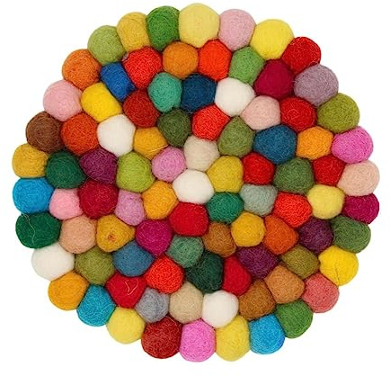 Grült Home Topfuntersetzer - Filz untersetzer für Tassen, Töpfe, Pfannen und Tassen handgefilzt in Nepal (Multicolor, Circle 10 cm)