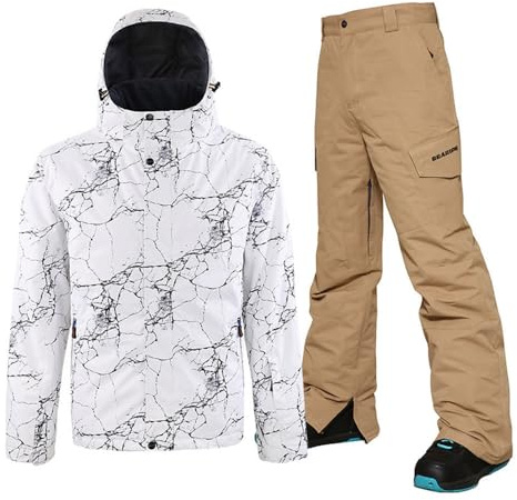 HOTIAN Herren Schneeanzug, Wasserdicht Winddicht Winter Warme Schnee Skifahren Sätze,für Wandern Klettern Isoliertes Snowboarden
