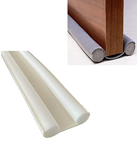 König Design 3er-Set Zugluftstopper 93cm Luftzugstopper Zugstopper für Türen Türdichtung Türbodendichtung Türisolierung Doppeldichtung Heizkosten Energiesparend Weiß