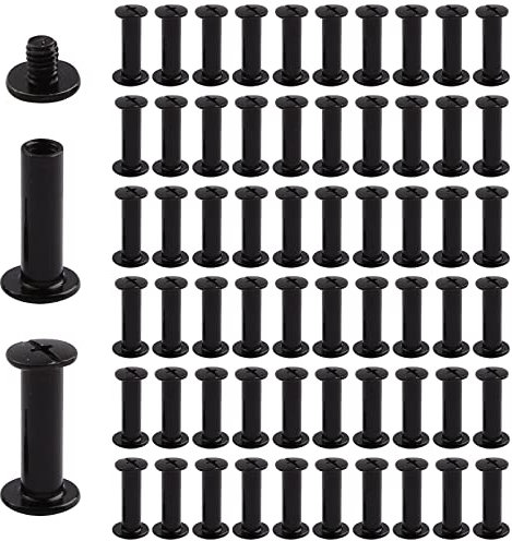 INCREWAY Kreuzschlitzschrauben, 60 Sets 5mm X 15mm Vernickelte Chicagoer Bindungsschrauben Runde Kreuzschlitzschrauben Pfosten Nagel Niet Chicago Knopf, Schwarz