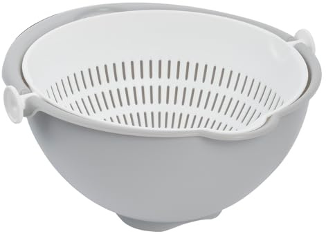 keeeper 2-in-1 Schüssel und Sieb, Klein, Spülmaschinengeeignet, Stella, Nordic Grey (Grau)