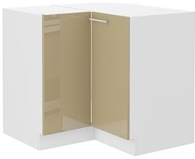 Eckunterschrank 90x90 Lara Cappuccino Hochglanz Küchenzeile Küchenblock Küche