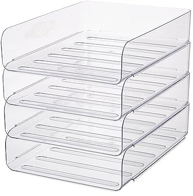 4-stufige stapelbare A4-Aktenablagen, Briefablagen-Organizer, Schreibtisch-Ordner, Dokumentenhalter, A4-Papiersortierer für Büro, Schule (vertikal transparent)