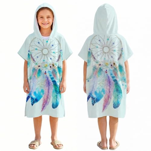 LOMTRATS Poncho de Surf à Séchage Rapide, Serviette à Changer, Robe à Capuche pour Enfants, Microfibre Natation Plage Surf Plongée Maison Sources Chaudes Parka de Bain