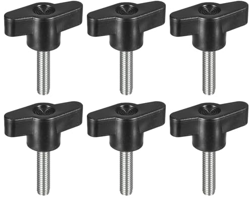 QUARKZMAN 6-teiliger Klemmschraubenknopf, M5 x 25 mm T-förmiger Rändelschraubengriff aus Kohlenstoffstahl zum schnellen Entfernen des handfesten Knopfes