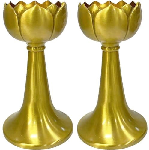 Flower Pilar Candeler 2 Pcs/Set Talight Decorativo Votive Copper Candeler para Templos Suministros De Mesa Regalos