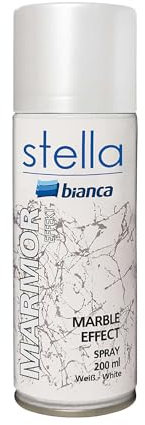 Bianca Stella Marmoreffekt-Sprühfarbe Weiß - 200ml - Non Toxic, Wasserbasiert Marmoroptik Sprayfarbe für Küchenarbeitsplatten & Badezimmeroberflächen