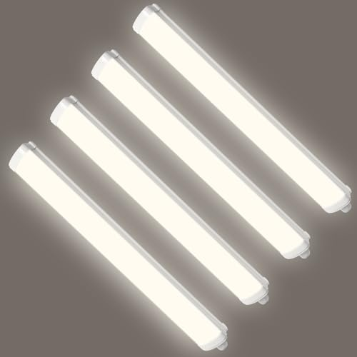 Viugreum 4 Paquets Tube Néon LED 115cm, Étanche IP65 Reglette 40W 4000LM Blanc Neutre 4500K, Plafonnier Garage pour Bureau Atelier Sous-sol Entrepôt Salle de Bain Cuisine