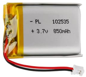 Batería Lipo 3.7V, 850mAh 102535 a Iones de Litio con conexión 2P-PH con Paso 2,0 mm