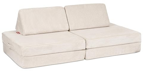 Funzy Mini Spielsofa für Kinder - Unser Mini für kreatives Spielen, Modulare Spielcouch, Waschbarer Bezug, Robust und Langlebig, Oeko-TEX 100 Zertifiziert mit 3 Jahren Garantie, Cord Creme Beige
