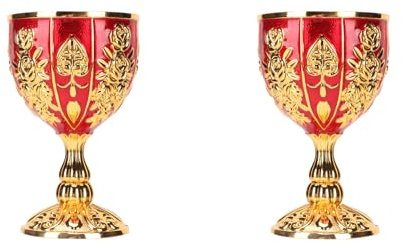 Pssopp 2 Stück 10, 2 Cm Kelch Gold, Goldkelch Zuhälterbecher, Hohe Zinklegierung, Retro-geprägtes Blumenmuster, Eleganter Zuhälterbecher für Party, Bankett, Bar, Goldkelch