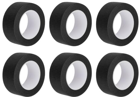 sourcing map Lot de 6 rouleaux de ruban de masquage noir de 2,5 cm de large et 13,1 m de long pour la maison, le bureau, l'entrepreneur commercial, peinture propre et anti-goutte