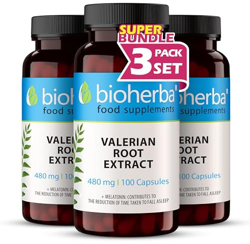 Valerian Root with Melatonin – 480 mg – 300 Capsules | Herbal Supplement for Sleep and Relaxation Support